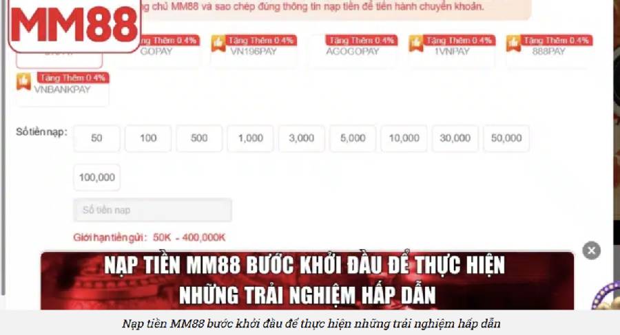 Cách Nạp Tiền Vào MM88 Mới Nhất 2025 Đơn Giản Tiện Lợi Và Bảo Mật Tuyệt Đối